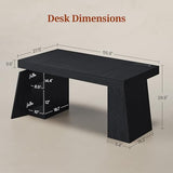 UPOSOJA 55.9 in Executive Desk with Power Outlets, Modern Home Office Desk with Storage Cabinet, Wood Computer Desk Business Workstation Desk Conference Table, Black (Storage Cabinet) UPOSOJA