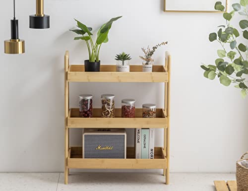 PELYN Console Table, Entryway Table with 3 Tier Storage Shelves, Bamboo Sofa Table for Entryway, Living Room, Hallway, Couch, Kitchen, Bathroom - WoodArtSupply