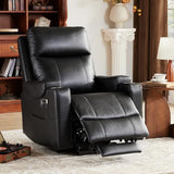 Eiayeebil Triple Motor Power Lift Recliner Chair with Adjustable Lumbar Support, Lay Flat Recliner for Elderly, Breathable Black Lift Chair Leather Recliner, Massage & Heating, USB Ports, Cup Holders Eiayeebil