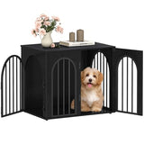 Hzuaneri 26.8'' Wooden Dog Crate Furniture, Indoor Dog Kennel Dogs Cage for Small Dogs, Heavy Duty Dog Crates Decorative Pet House End Side Table TV Stand, Black DFC85504B Hzuaneri