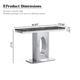 ModaWhly 47 Inch Console Table with Black Rectangular Faux Marble Top, Modern Sofa Entryway Table with Silver Stainless Steel Base for Living Room, Hallway, Entrance ModaWhly
