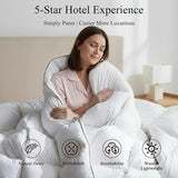 Feather Down Fiber Comforter Queen Size,Premium Ultra-Soft Breathable Comforter High Fill Power White Duvet Insert,All Season Hotel Luxury Bedding Comforters 8 Corner & Center Loops,Baffle Box Design HYVIF