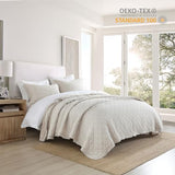 HORIMOTE HOME 100% Linen Front/100% Cotton Back Quilt Set Twin Size, Beige Pre-Washed European Flax Linen Quilt, Diamond Stitch Bedspread Coverlet Bedding Set 2-Piece for All Seasons HORIMOTE HOME