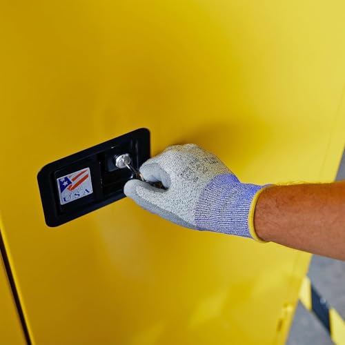 Jamco 90 Gallon Flammable Safety Cabinet, Steel Flammable Storage Cabinet with Lockable Self-Closing Doors, Non Forkliftable, 43" x 34" x 65", Yellow Jamco