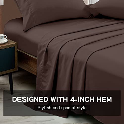 FreshCulture Queen Flat Sheet - Hotel Quality Queen Flat Sheet Only - Brushed Microfiber Top Sheet - Ultra Soft & Breathable - Wrinkle-Free - Easy Care - Single Flat Sheet (Queen, Brown) FreshCulture