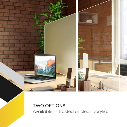 OBEX Acrylic Free Standing Screen, Divider for Desk Privacy Home & Office Partitions for Table Top Workstation, Portable Cubicle Panel for Work, 24" x 30", Frosted OBEX