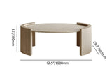 homary 43" Japandi Oval Travertine Stone Top Coffee Table – Double Pedestal Oval Coffee Table with Natural Beige Stone Surface and Engineered Wood Base for Living Room and Lounge homary