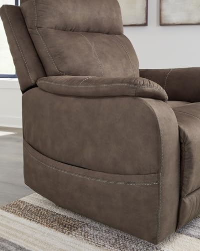 Signature Design by Ashley Crestmeade Modern Dual Motor Power Lift Recliner with Adjustable Backrest, USB Ports, Heat and Massage Function, Dark Brown Signature Design by Ashley