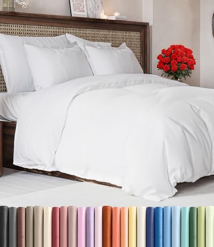 White Duvet Cover Full Size - Extra Soft Full Size Duvet Cover - Lightweight, Comfy, Cozy & Breathable - Easy Care & Fade Free with Zipper Closures and Ties - 80" x 90" Inches - Comforter Not Included CGK Unlimited