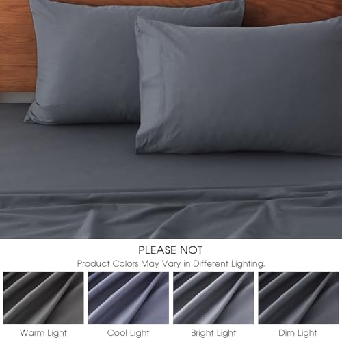 HYPREST Extra Deep Pocket Twin Sheet Sets Fits 18"-24" in Deep Mattress -100% Cotton Sheets,Grey Hotel Luxury Soft Wrinkle Free Cooling Sheet Sets for Twin Bed Deep Pocket HYPREST