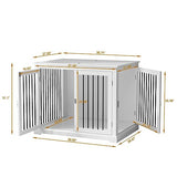 PUPETPO Dog Crate Furniture with Cushion, Dog Crate End Table Large, Indoor Dog Kennel, Dog House, Dog Cages for Large Dogs, Furniture Style Dog Crate with Flip-top, Chew-Proof Metal Bars, White PUPETPO