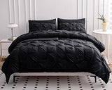 LANE LINEN 5 Piece Twin Size Comforter Set - Hotel Style Black Twin Comforter Set with Sheets - All-Season Trendy Design, Deep Pocket Sheets, Pillowcases & Shams - Super-Soft, Durable & Comfy Bedding LANE LINEN