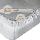 Clara Clark Stay Fitted Single Sheet, Fitted Sheet ONLY! Stay Fit on Mattress with Elastic Straps at Corners, Deep Pocket Fitted Sheet, Fits 18 to 24 Inch Mattress, Queen – Silver Light Gray Clara Clark