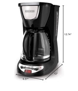 BLACK+DECKER 12-Cup Programmable Coffee Maker, DCM100B, Duralife Carafe, Easy-View Water Window, Removable Filter Basket BLACK+DECKER