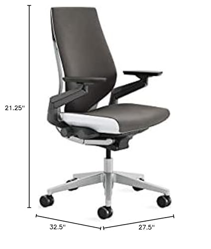 Steelcase Gesture Office Chair - Ergonomic Work Chair with Wheels for Carpet - Comfortable - Intuitive-to-Adjust for Desk - 360-Degree Arms - Graphite Gray Fabric Steelcase