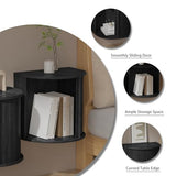 WTWEGMDGE Floating Nightstand Set of 2,Wooden Wall-Mounted Nightstand with Fluted Sliding Roll-Up Door,Space-Saving,Suitable for Small Space Bedroom,Living Room (Black-Floating Nightstand Set of 2) WTWEGMDGE