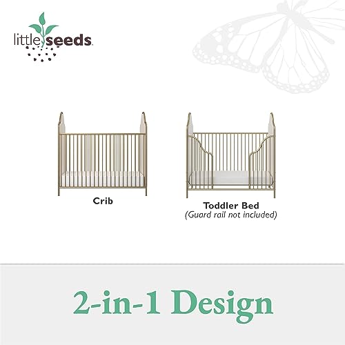 Little Seeds Piper Upholstered Metal Crib, Gold Little Seeds