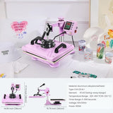 AKEYDIY 8 in 1 Heat Press Machine Professional Sublimation Machine 12" X 15"Swing Away Shirt Printing Heat Transfer Digital Industrial-Quality Heat Press Machine for T Shirts Mug Hat Plate Pink Purple AKEYDIY