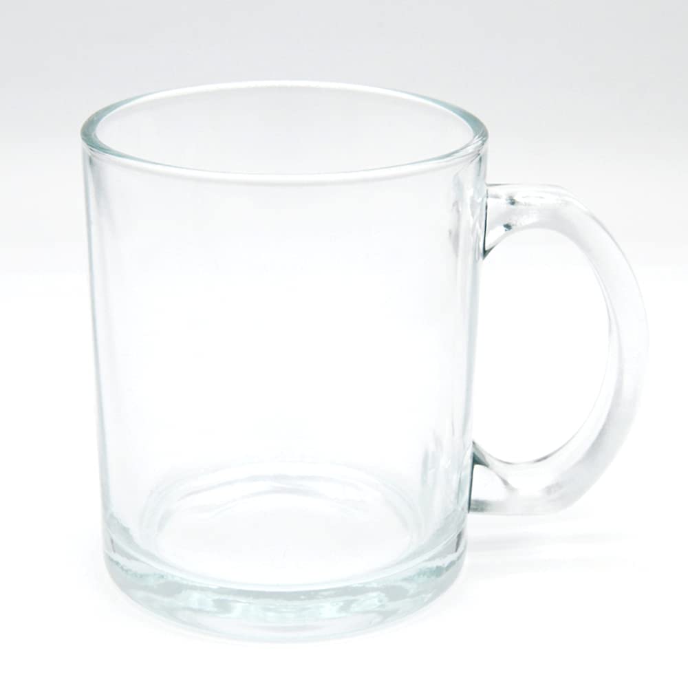 MR.R 11oz Sublimation Blanks Glass Clear Transparent Mug,Coffee Mugs with Handle for Heat Thermal Coating Transfer,Set of 6 MR.R