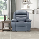 Lexicon 41" W Manual Reclining Chair, Top Grain Leather Match Recliner, Home Theater Seating, Wall Hugger Recliner, Manual Reclining Sofa Chair for Living Room/Office/Apartment, Blue