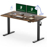 FLEXISPOT EN1 Electric Stand Up Desk 55 x 28 Inches Whole-Piece Desktop Ergonomic Memory Controller Height Adjustable Standing Desk (Black Frame + 55" Rustic Brown Desktop, 2 Packages) FLEXISPOT