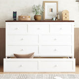 Enoioyonay Full Size Murphy Cabinet Bed with Storage Drawers, Wood Murphy Cabinet Bed with Charging Station, USB Port, Save Space, No Box Spring Needed, for Guest Bedroom, Living Room, White-Walnut Enoioyonay