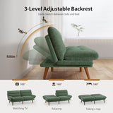 Pipishell Futon Sofa Bed, 75 Inch Corduroy Futon Couch Convertible with Adjustable Backrest and Armrests, Recliner Sleeper Sofa for Small Spaces, Living Room, Office, Guest Room (Green, 75 Inch) Pipishell