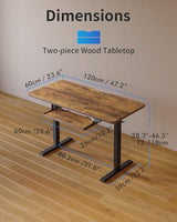 FEZIBO Standing Desk with Keyboard Tray, 48 x 24 Inch Adjustable Height Sit Stand Desk with Memory Presets for Home Office, Ergonomic Computer Workstation, Rustic Brown FEZIBO