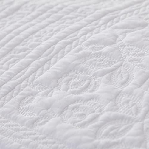 Brandream White Quilts Twin Size Cotton Bedspread Matelasse Bedding Coverlet Set 2-Piece Daybed Single Bed Spreads Brandream