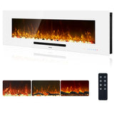 Oxhark Flame 50 inch Electric Fireplace, Recessed & Wall Mounted Fireplace Heater with Remote Control and 750/1500W Thermostat, Multicolor Flame Combinations, Logs & Crystal, White Oxhark Flame