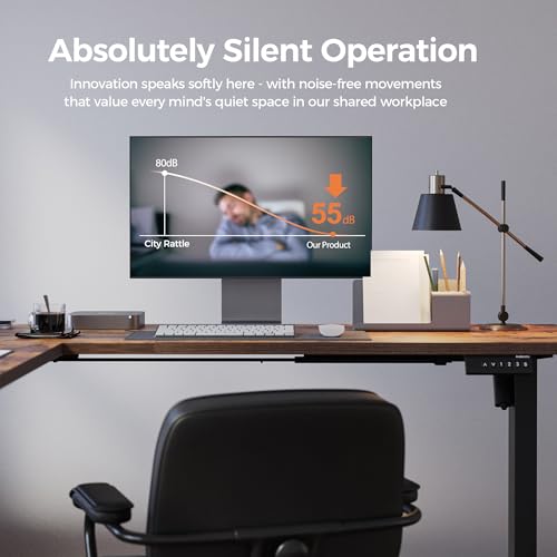 Agilestic 63 x 55 Inch L Shaped Standing Desk Adjustable Height, Corner Standing Desk, Sit Stand Up Computer Table, Splice Board, Rustic Brown Agilestic