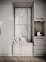 (4 Pack) Velvet Headboard Upholstered Soft Decorative Wall Panels | Padded Boards | Cladded Decor Anti-Collision | Acoustic and Soundproof Treatment | (White (2247), 10"x20" (25x50cm)) ua-acoustics