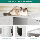 YITAHOME 27" Cat Litter Box Enclosure, Modern Cat Litter Box Furniture Hidden with Scratching Post&cusion, Wooden Cat House as Side End Table Nightstand, Fit Most of Litter Box, White YITAHOME