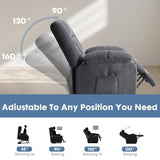 DUMOS Power Lift Recliner Chair with Vibration Massage and Heat for Elderly, Ergonomic Overstuffed Breathable Fabric Reclining Chair with 3 Pockets, Remote Control, Living Room, Bedroom, Grey DUMOS