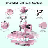 Slendor 5-in-1 Heat Press Machine, 12x15 Inch Sublimation Heat Press with 360° Swing Away, Digital T-Shirt Press with 20oz & 30oz Tumbler Press, Combo for T-Shirts, Hats, Caps & Plates Slendor
