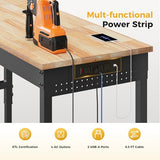 CAMMOO 96" Adjustable Heavy Duty Workbench, 2000 LBS Load Capacity Rubber Wood Work Table with Pegboard, Power Outlets, Work Bench for Garage, Workshop, Office, Home, Commercial, Ships in 2 Boxes CAMMOO