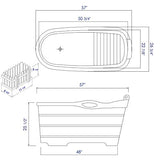 Alfi Brand AB1187 57" Free Standing Rubber Soaking Bathtub with Headrest, Natural Wood ALFI brand