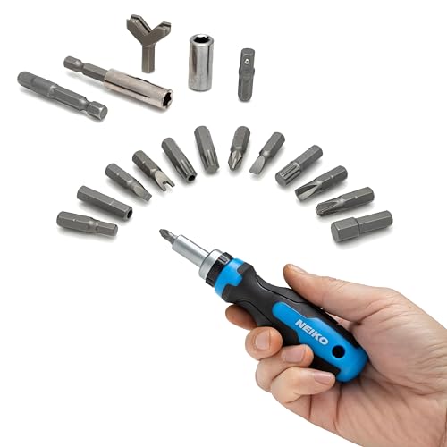 NEIKO 10082A Security Bit Set and Ratcheting Screwdriver | 101 Piece Set | Chrome Vanadium Steel | Screwdriver Bit Set Phillips, Tamperproof Torx Bits, & Flat | 1/4" Hex Shank Magnetic Bit Holder NEIKO
