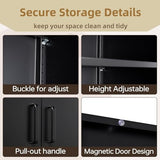 GUIZEEOPO Garage Storage Cabinet with Doors and Shelves, Metal Storage Cabinet with 5 Adjustable Shelves, Kitchen Pantry Cabinet, File Cabinets for Home Office, Filing Cabinet, 71'H, Matte Black GUIZEEOPO