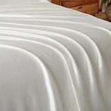 Ersmak Satin Flat Sheet Only, Single Flat Sheet Twin, Luxury & Ultra Soft Silky Bedding Top Sheet for Twin Mattress - Ivory White Ersmak