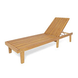 LUMISOL Outdoor Chaise Lounge Chair, Acacia Wood Frame Sunbathing Pool Lounger with 5-Position Adjustable Backrest, Patio Portable Reclining Lounger Chair for Deck, Poolside, Yard, Teak