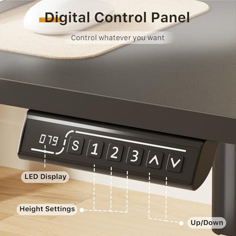 JOY worker Small Electric Standing Desk, 40" x 20" Whole Piece Height Adjustable Desk with Memory Controller, Black Sit to Stand Workstation for Home Office JOY worker