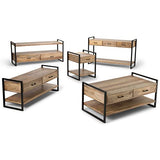 SIMPLIHOME Riverside SOLID MANGO WOOD and Metal 54 Inch Wide Modern Industrial Console Sofa Table in Natural, For the Living room, Entryway and Bedroom SIMPLIHOME