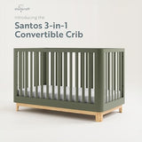 Storkcraft Santos 3-in-1 Convertible Crib (Olive with Natural) – GREENGUARD Gold Certified, Fits Standard Crib Mattress, Converts to Toddler Bed and Daybed, Rounded Details, Designer Edition Storkcraft