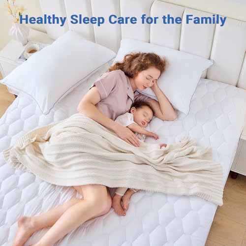 MUXHOMO Full Size Mattress Protector, 100% Waterproof Quilted Full Mattress Cover, Noiseless Soft & Cooling Mattress Pad, Deep Pocket 6"-21", White MUXHOMO