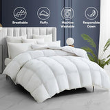Maple&Stone Twin Feather Down Comforter All Season White Down Duvet Insert Ultra Soft 100% Cotton Cover Fluffy Twin Comforter 68 x 90 Inches Maple&Stone