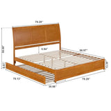 AFI, Andorra King Platform Bed with Panel Footboard & Twin XL Trundle, Light Toffee AFI