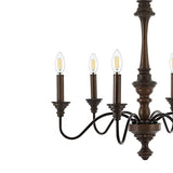 JONATHAN Y JYL1320A Oakley 25" 6-Light Midcentury Farmhouse Iron LED Chandelier Rustic Traditional Dining Room Living Room Kitchen Island Foyer, Wood Finished/Oil Rubbed Bronze JONATHAN Y