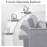 Rovibek Futon Sofa Bed Pull Out 3 in 1 Sleeper Sofa Couch Bed Convertible Sleeper Loveseat with Side Table & Reclining Backrest, Pillows and Pockets, for Living Room Apartment Office Rovibek