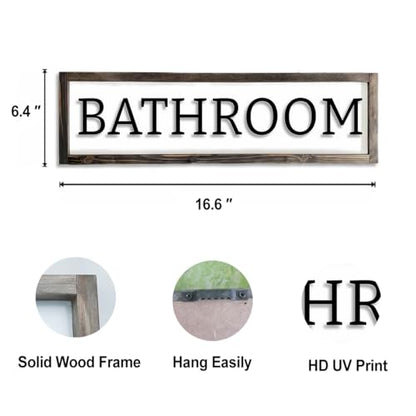 Dazingart Bathroom Sign Wall Decor, Farmed Bathroom Wall Art Farmhouse Bathroom Sign Wood Hanging Plque Decorative for Bathroom (Bathroom)